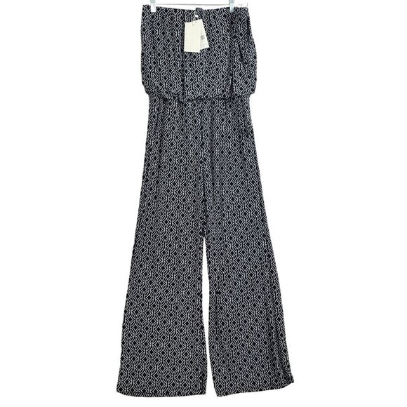 NWT 5th & Love Womens Black & White Print Sleeveless Jumpsuit L - Picture 1 of 8